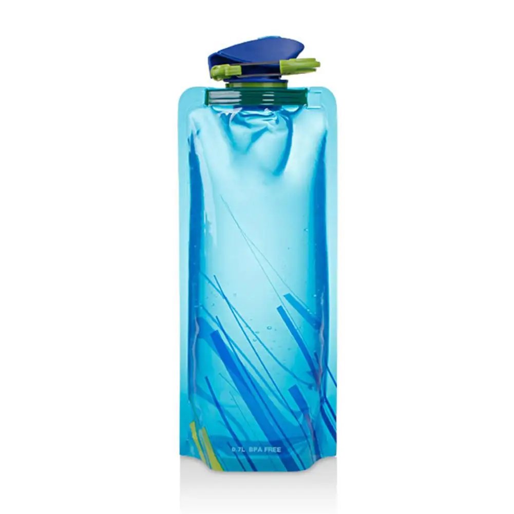 700 мл многоразового использования, для путешествий и занятий спортом Портативный складной напиток чайник-фляга Спорт на открытом воздухе бутылки воды 3 цвета - Цвет: Blue