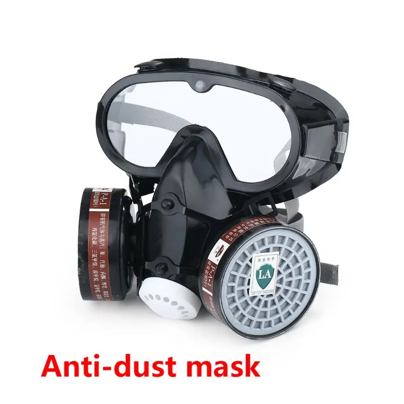 

Dual Pot Industrial Gas Mask Respirator Anti Dust Filtter Goggles Spray Chemica