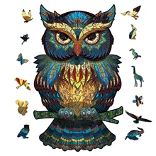 

Colorful Owl Wooden Puzzle 200 Pieces of Colorful Animal Waterproof Family Interactive Game Challenge Activity