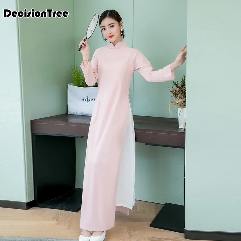 ao dai японское хлопковое женское платье-Ципао ao dai yukata высокого класса из Вьетнама aodai