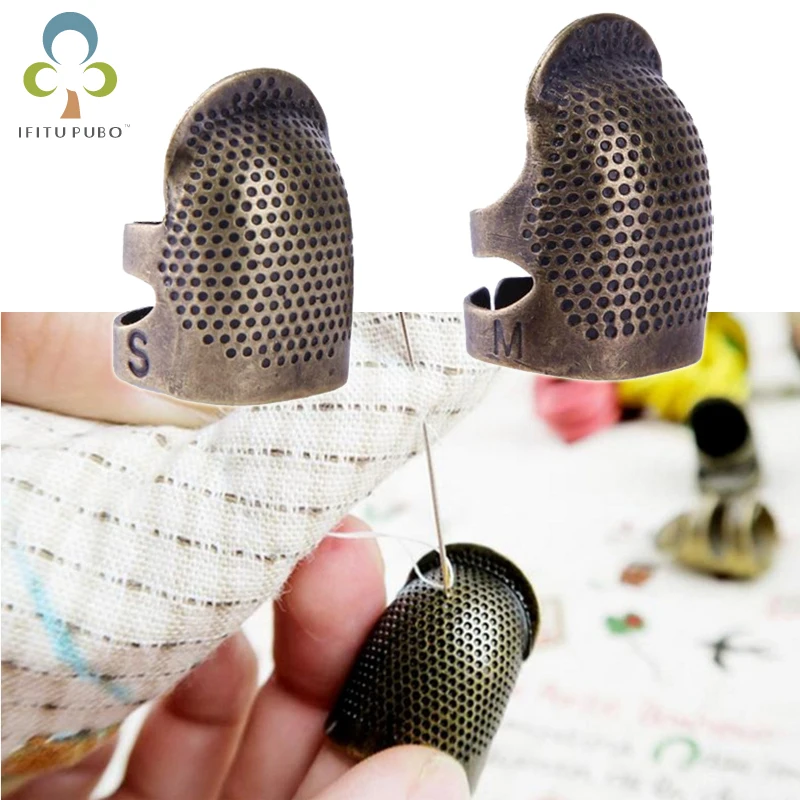 

1Pc Retro Handworking Sewing Thimble Finger Protector Needlework Metal Brass Sewing Thimble Sewing Tools Accessories GYH