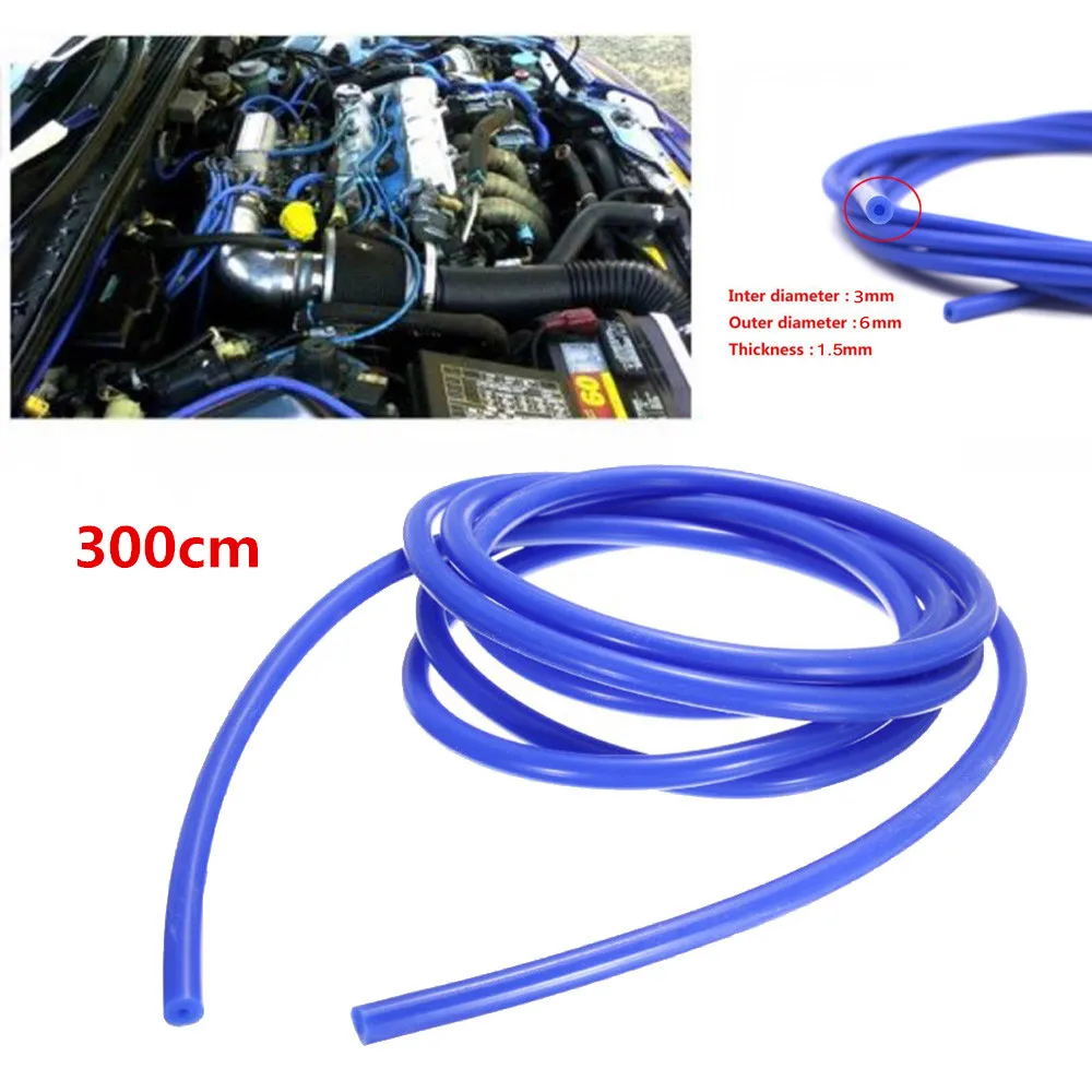 

Blue Car Vacuum Hose Silicone Fuel Line Tube Gas Oil 3MM ID Fitting Replacemen