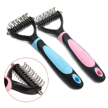 

Double Sided Open Knot Rakes Cat and Dog Grooming Comb Trimmer hair brush with Safe Rounded Blades for dog cat