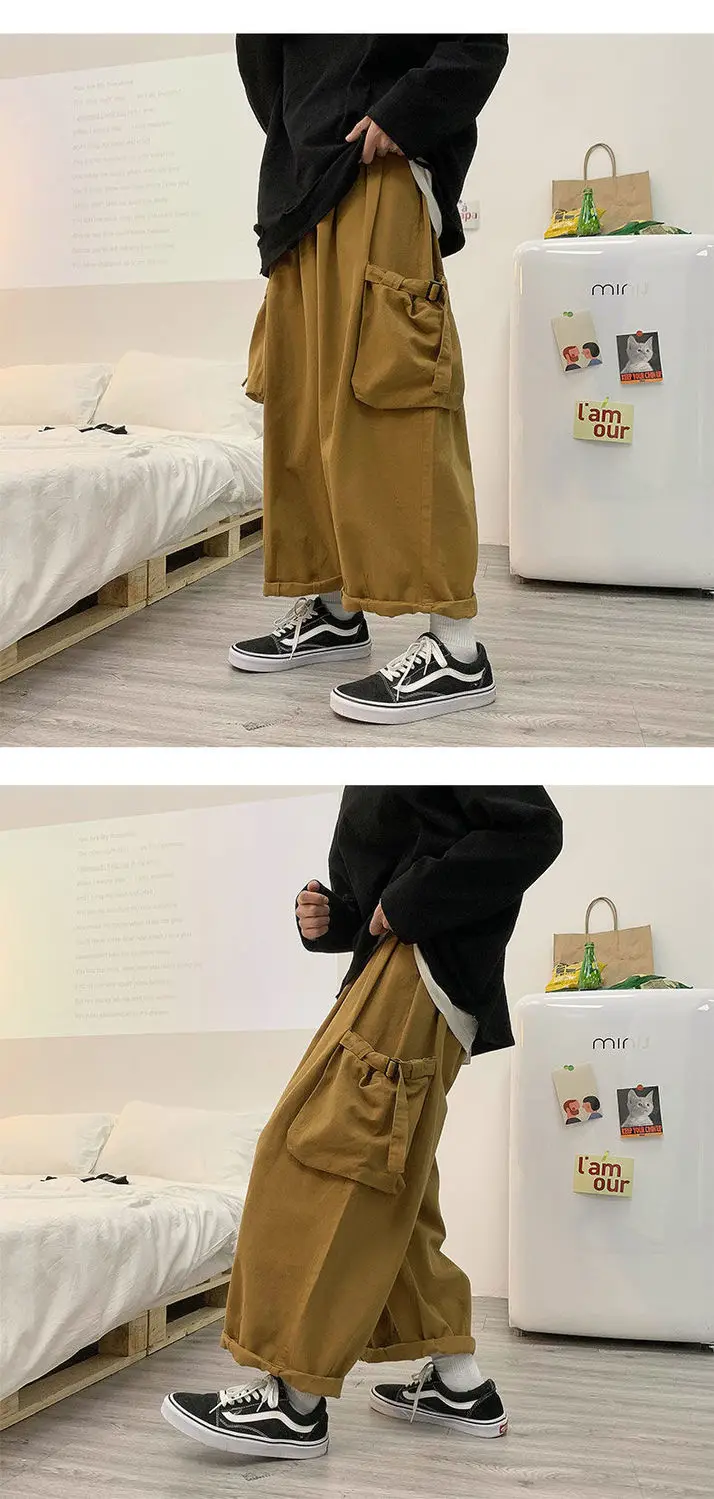 Men Overalls Running Pants Harajuku Basic Teens Streetwear Casual Workout  Trouser Loose Hip Hop Pants Unisex black cargos