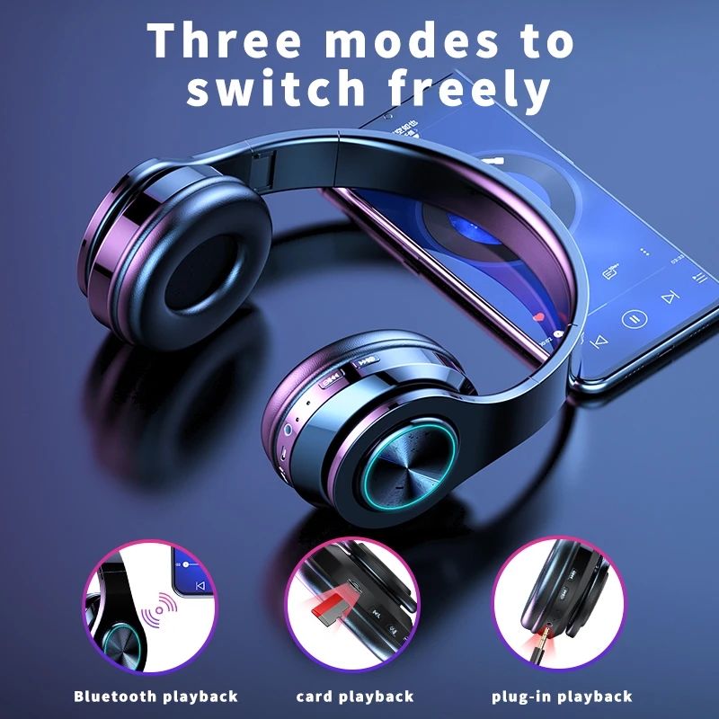 HIFI Stereo Earphone Bluetooth Headphone 2020 NEW Music Headset FM and Support SD Card with Mic for Xiaomi Iphone Sumsamg Tablet