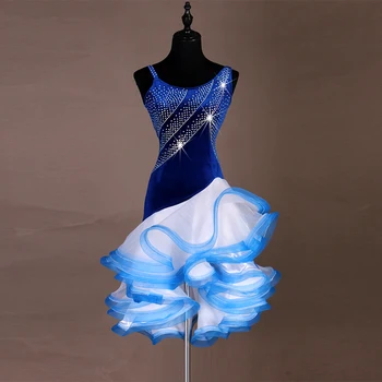 

Latin Dance Dress Women/Ladies Sexy black blue Performance Skirt Profession Latin Dance Competition Dress Rumba/Salsa Dress