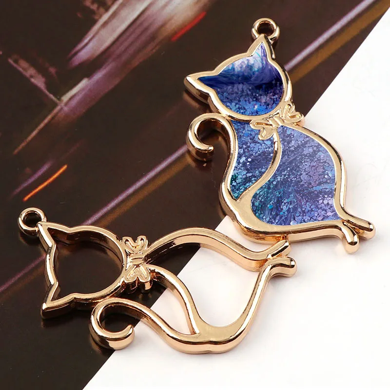 1-PC-New-Vintage-Cat-Antique-Rose-Gold-Metal-Hollow-Frame-Connector-Charms-Pendant-DIY-Jewelry (1)