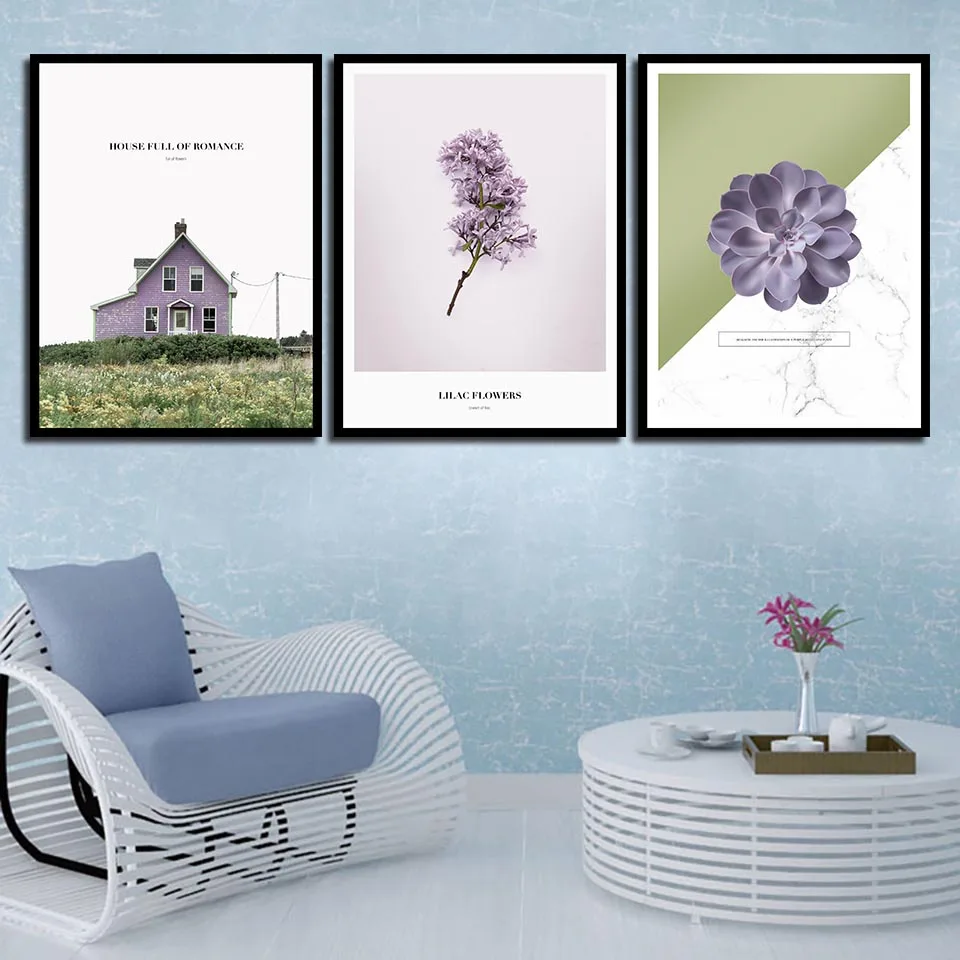

3 Pcs Lilac Flowers Canvas Painting Modern Home Decoration Living Room Bedroom Canvas Print Painting Wall Decor Picture
