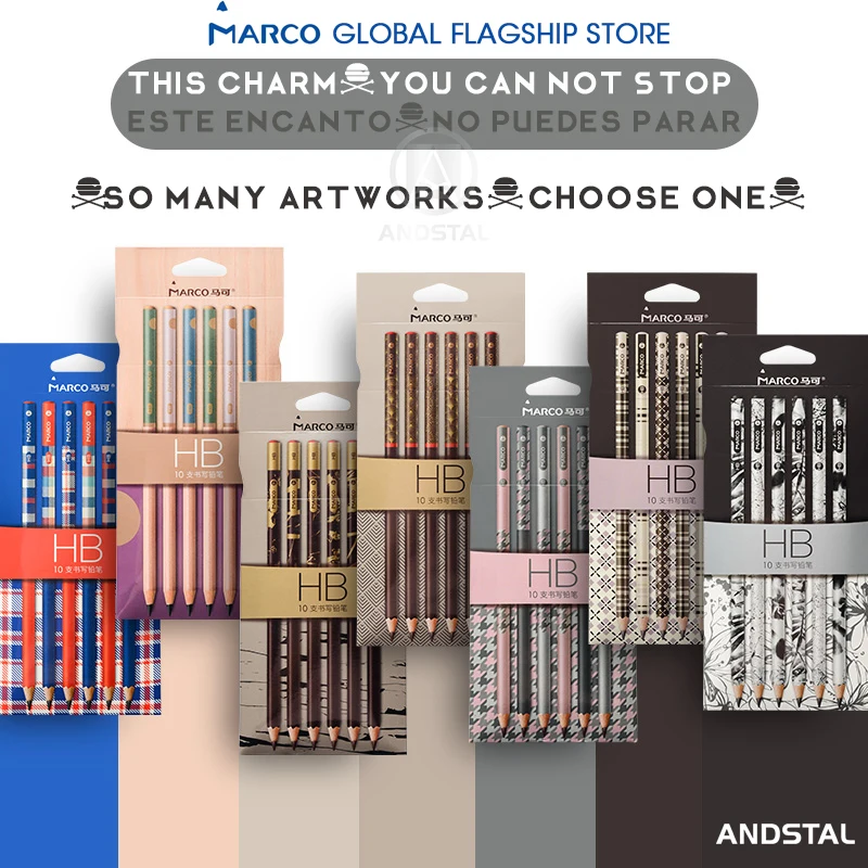 

Marco Artist HB Writing Wood Pencil for wrtiing Wooden Lead Graphite Pencil with eraser for kids school Stationery supplies