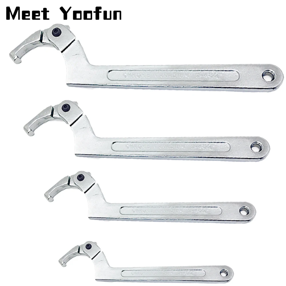 1set Adjustable Type C Hook Spanner Square Head Wrench Nuts Bolts