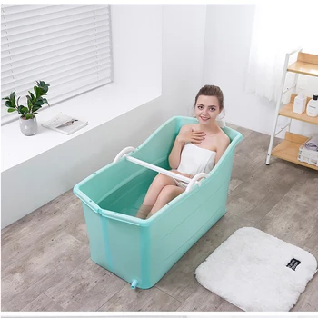 

1m/1.2m Adult Bath Tub Folding Bath Barrel Baby Swimming Child Bathtub Can Sit Reclining Adult Family General Bathtub Green Pink