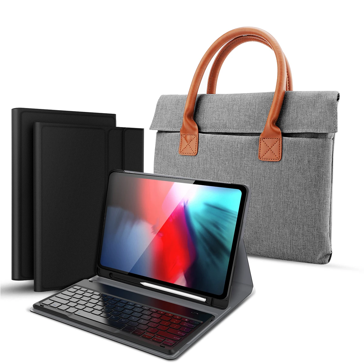 keyboard grey 2 Bluetooth-клавиатура для планшета цветная клавиатура с подсветкой с магнитной ручкой groove кожаная защитная сумка для ноутбука для iPad Pro - Цвет: keyboard grey 2