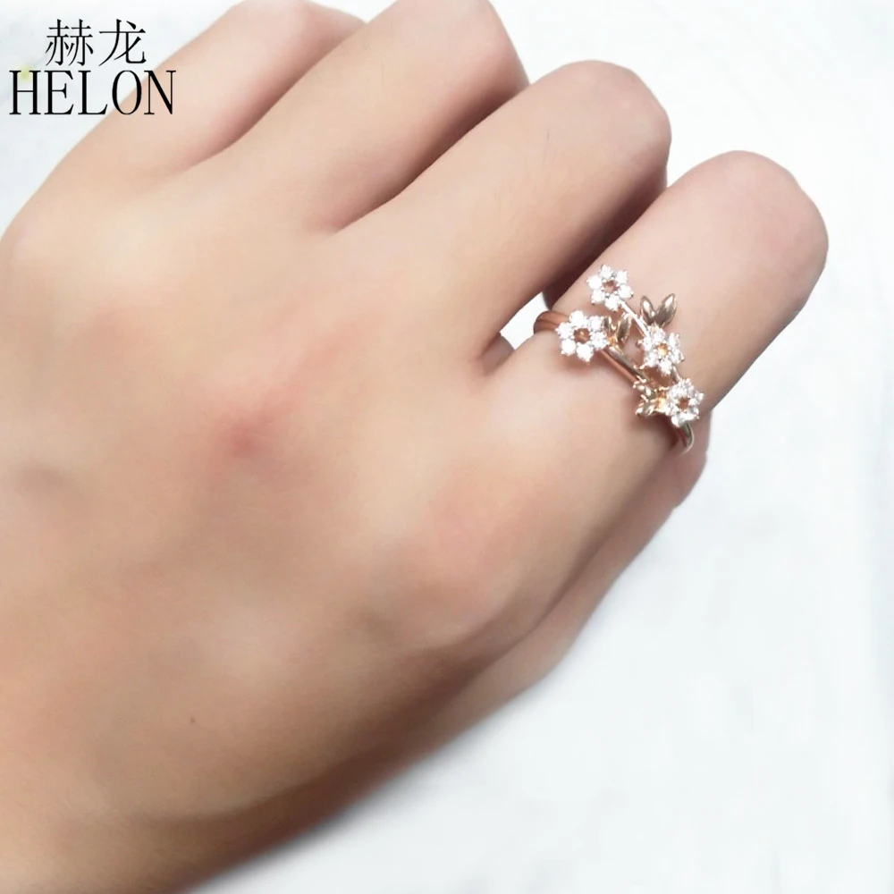 HELON Solid 14k желтое золото круглый SI/H 0.28ct натуральный бриллиант обручальное кольцо для женщин Свадебная вечеринка классические ювелирные украшения