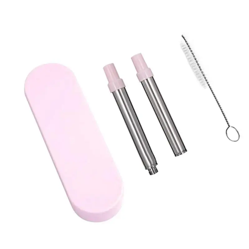 Light Pink Многоразовые нержавеющей стали питьевой соломы прочный Foloding Rustproof портативный домашний бар набор необходимые бытовые кухонные принадлежности - Цвет: Light Pink