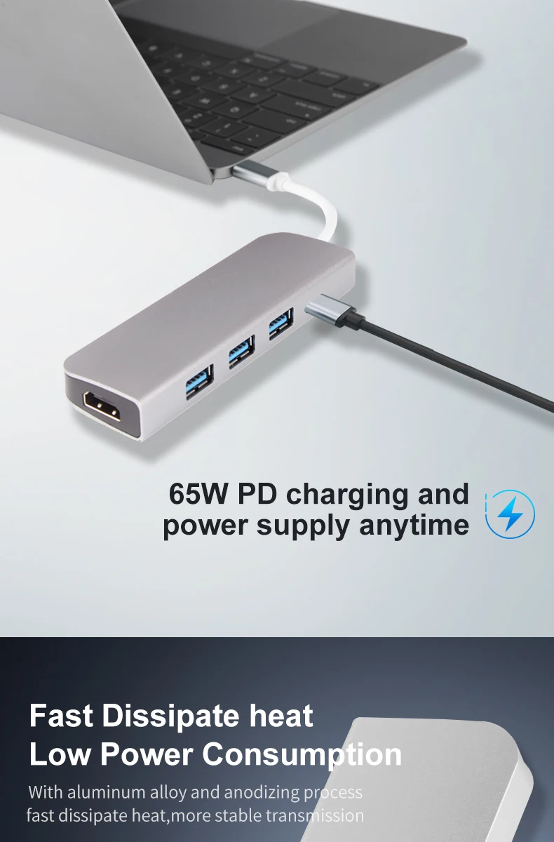 OFCCOM USB C док-станция для ноутбука 3 порта USB3.0 HDMI PD Fealushon для MacBook samsung Galaxy huawei lenovo type C док-станция usb-хаб
