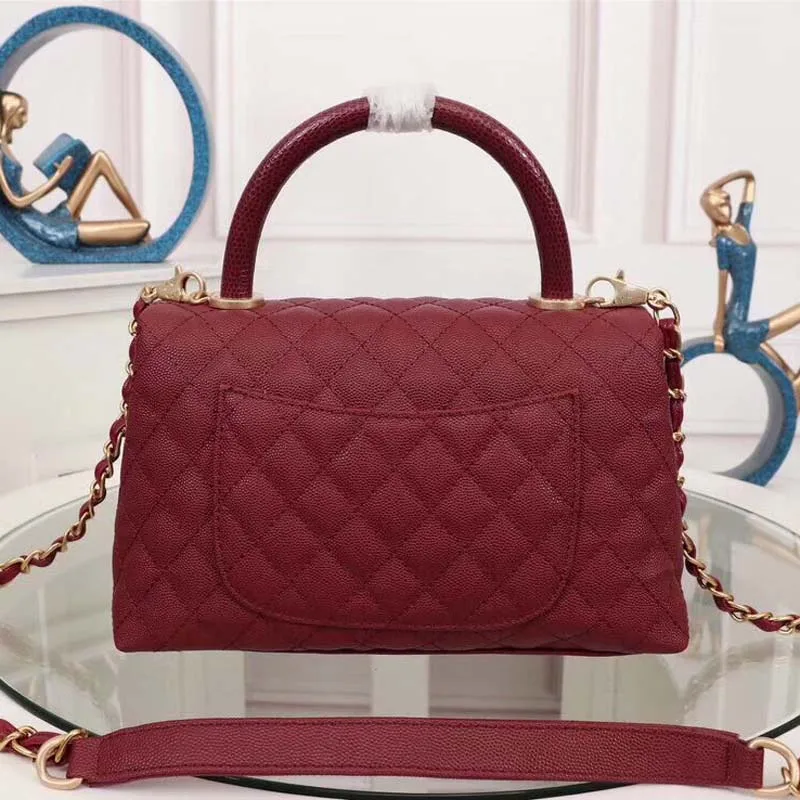 Роскошная новая стильная модная Высококачественная сумка из натуральной икры с золотистой цепочкой, женская сумка на плечо, женские сумки - Цвет: Wine red