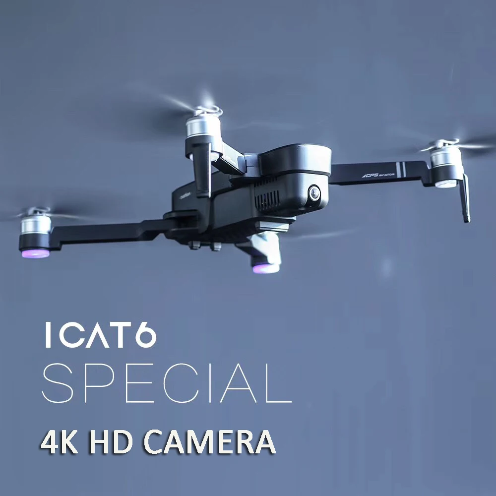 ICAT6 gps Радиоуправляемый Дрон селфи с 4K HD камерой WiFi FPV оптический поток умный бесщеточный Квадрокоптер складной рычаг Дрон Vs CG033