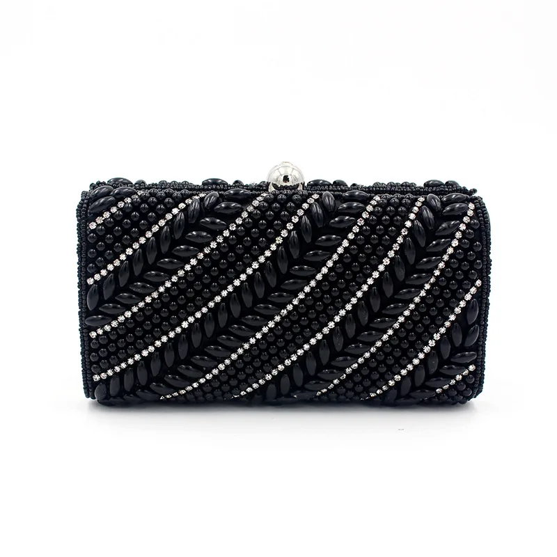 

New Style Europe And America-Style Banquet Bag Pearl Evening Bag Handmade Beaded Bag Women's Handbag Formal Dress Carrying Shoul