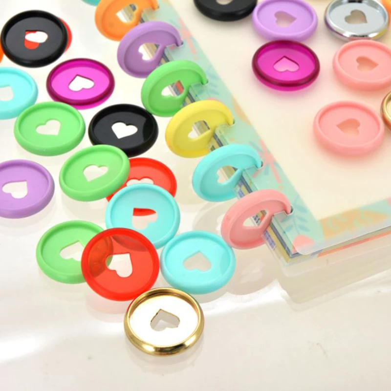 10 unids/set 28mm amor hebilla de agujero 10 colores disco vinculante suelto libro vinculante anillo arco vinculante cuaderno suministros de oficina