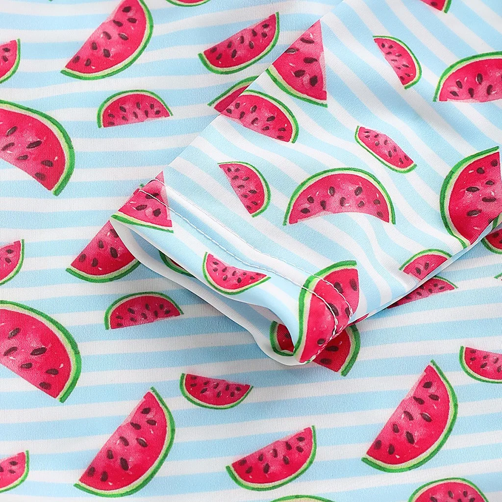 Swimsuit for girls Kids Girls Long Sleeve Bikini Bat One Piece Swimsuit Beach Watermelon Print One Piece Swimsuit L1205
