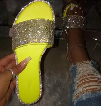 

High Quality candy-colored slippers new women flip flop fashion wild beach shoe diamond flat bottom outdoor wild sandals