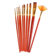 10 шт нейлоновые волосы акварель гуашь круглый острый наконечник художников набор кистей для рисования