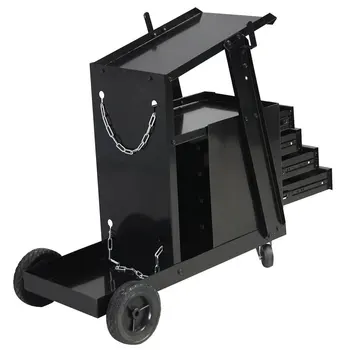 

4 Drawers Portable Wheels Steel Welding Cart Smooth Movement for Welding Work BJStore