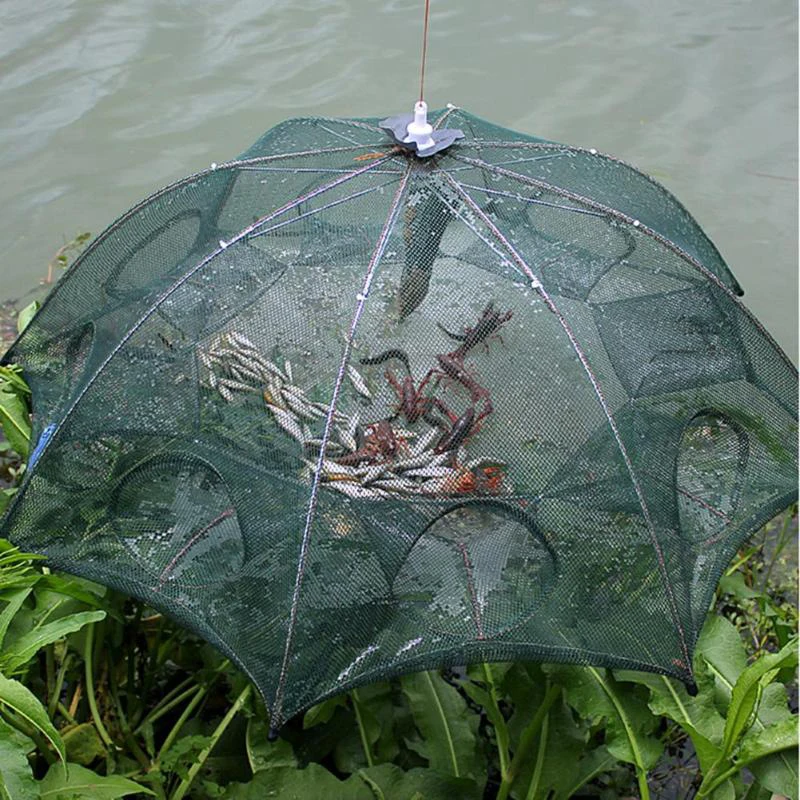 Automatic Fishing Net Fishing Trap Portable Folding crayfish catcher Mesh Trap Cage with Ring for Fish 4/6/8/10/12/16/20Hole fishing traps crayfish catcher fishing net