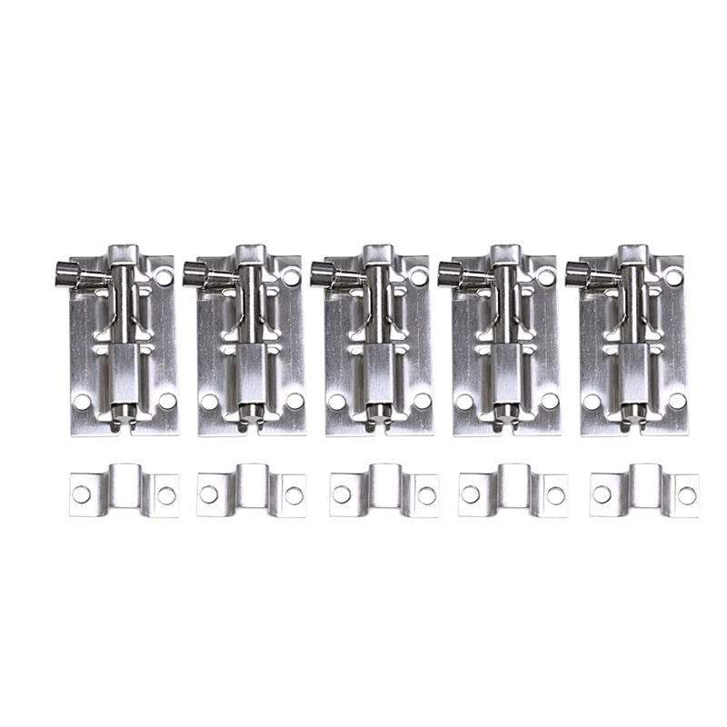 

5pcs 2 Inch Length Stainless Steel Door Latch Sliding Lock Barrel Bolt Silver