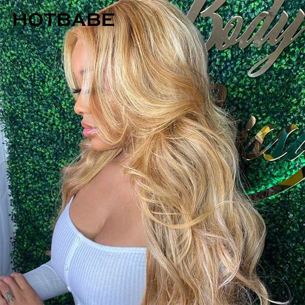 30/27 Honey Blonde Transparent Lace Front Wigs For Women Highlight Body Wave HD Lace Frontal Wigs Colored Human Hair Wig Remy