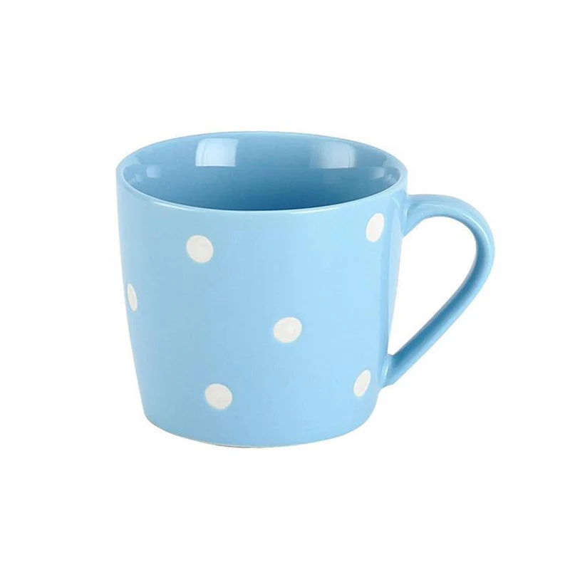 Blue 1 шт., уплотненная керамическая кружка в горошек, кофейная чашка для молока воды, завтрака, крупы, суповые чашки, чайные кружки, My Dirink чашки для офиса, дома, бара, принадлежности - Цвет: Blue