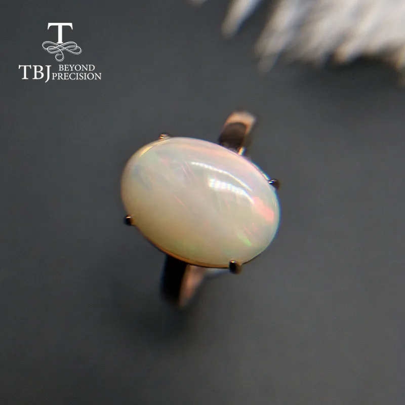TBJ, 5ct, большой размер, натуральный опал, Женское кольцо, серебро 925 пробы, розовое золото, хорошее ювелирное изделие для женщин, лучший подарок - Цвет камня: Зеленый