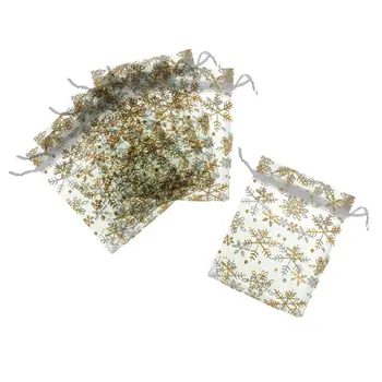 

25 Pieces Snowflake Christmas Organza Gift Bags Wedding Favor Bags Jewellery Pouches 12cmx16cm, White