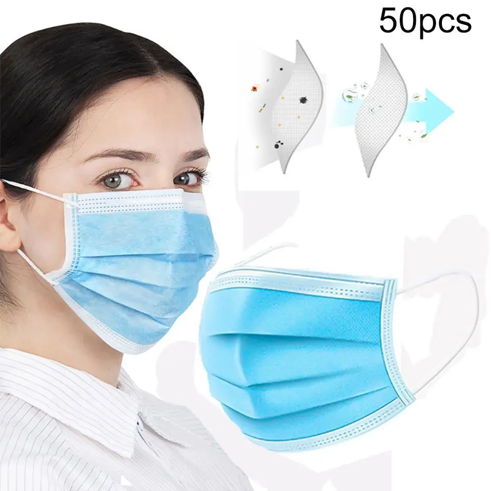 

50Pcs Disposable Anti-Pollution Mask dust protection Masks Elastic Ear Loop Disposable Dust Filter Safety Mask