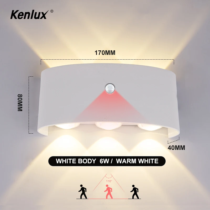 Светодиодный настенный светильник с датчиком движения IP65 водонепроницаемый