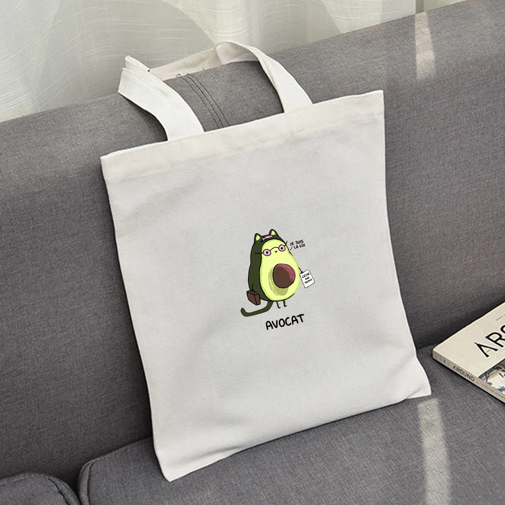 Durable Womens Student Canvas Bags Avocado Single Shoulder Tote Bag Shopper Female Shopping Canvas Bags Eco Friendly Products