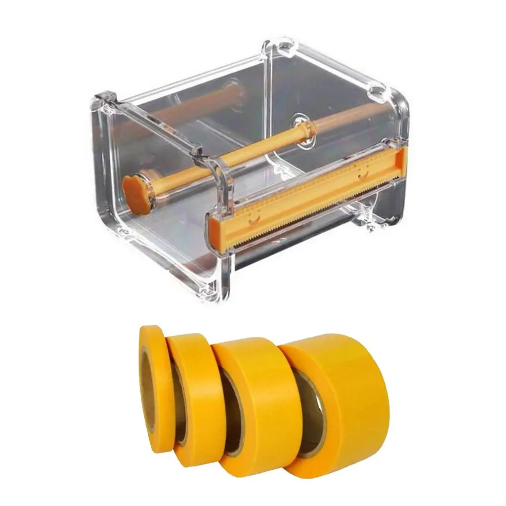 DIY Craft Painting Model Adhesive Tape Cutter with 4Pcs Paint Marking Line Curve Roll Tapes Cover 6mm/12mm/18mm/24mm New