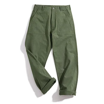 

2020 New Men's Army Green Retro Army Pants Overalls Rectangular Straight Casual Pants Men
