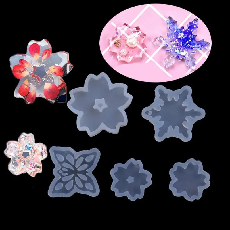

5Pcs Snowflake Flower Pendant Molds Kit Resin Casting Cherry Blossom Resin Mold Jewelry Making Tools Art Crafts