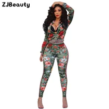 Модная женская спортивная одежда с принтом, костюм из 2 предметов, для упражнений, с длинным рукавом, на молнии, Короткая Толстовка, топы, леггинсы, штаны, повседневный комплект# g4