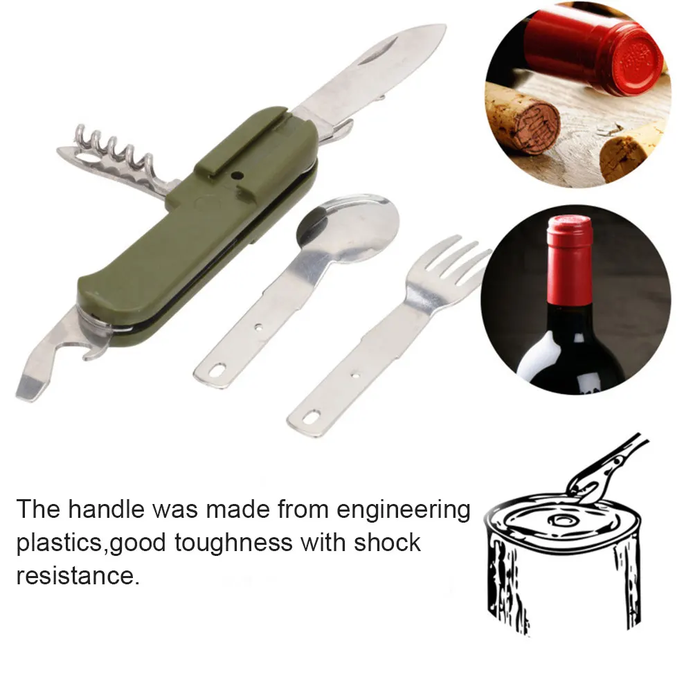 Multifunctional Tableware Portable Cutter Spoon Fork Bottle Opener for Camping ASD88