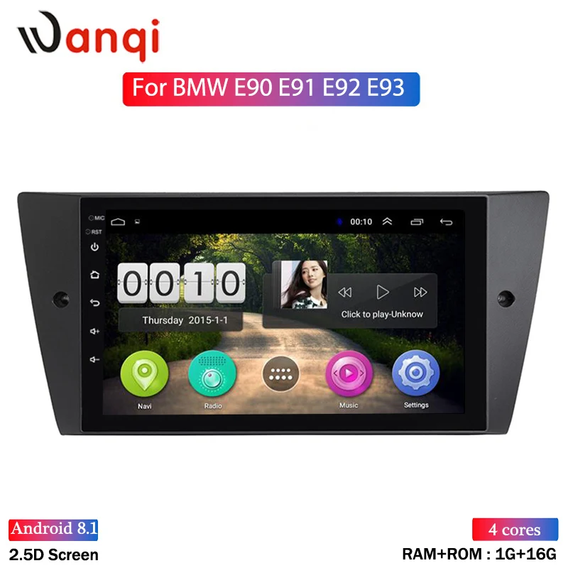 

9"Touch Screen Android 8.1 car gps navigation for bmw e90 E91 E92 GPS Bluetooth Radio USB SD Steering wheel CAM-IN