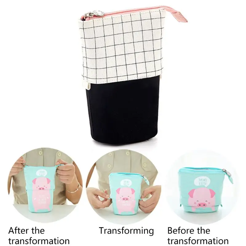 

Stand Up Pencil Holder Telescopic Pencil Case Pen Box Stationery Pouch Bag