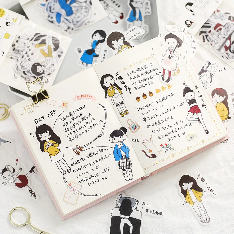 Kawaii Harajuku стикер для офиса, искусство, милая красивая девушка, украшение, сделай сам, рамка, наклейка, студенческий дневник, офисные принадлежности, 1 пакетов/лот