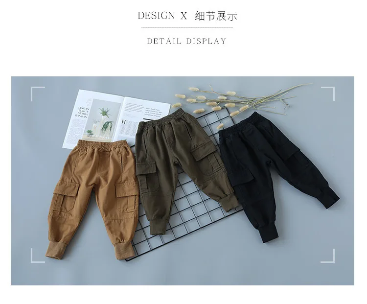 Kids Pants Sport Trousers Boys Cargo Trousers Big Pockets Cotton Autumn Winter Baby Girls Casual Pants Children Expedition