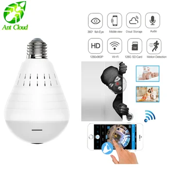

Ant Cloud 960P Wifi Panoramic Camera Light bulb VR360 Fish Eye Home Security Video Surveillance Smart night vision