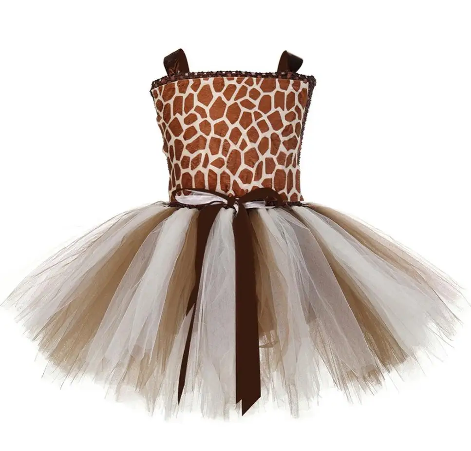Платье-пачка с жирафом для девочек; комплект с повязкой на голову для маленьких детей; костюм для ролевых игр с милыми животными; одежда для дня рождения на Хэллоуин - Цвет: Tutu Dress