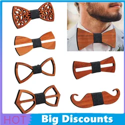 Unique Design Fashion Business Men Decorative Handmade Bow Tie Red Pear Solid Wooden Bowtie  Adjustable Strap Vintage Bowtie