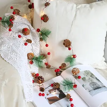 

2m 20 LED Pine Cone Red Berries Copper Strings Light Xmas Tree Hanging Pendent Light Christmas Party Decorative Lamp