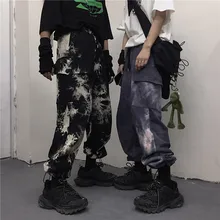 Tie Dye Cargo Pants Women Hippie Harajuku Pants Joggers Women Hip Hop Korean Streetwear Vintage Pants Pockets Unisexual Trouser